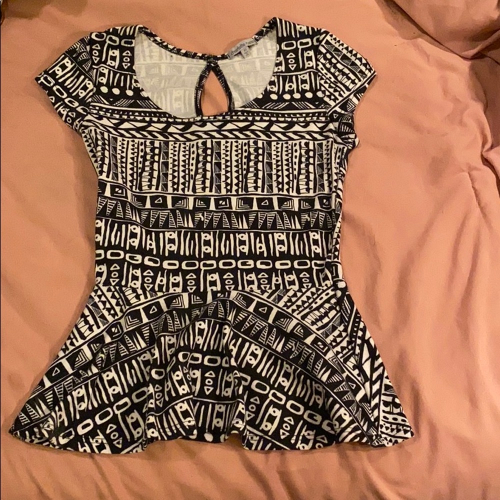 Charlotte Russe fitted Aztec print dress shirt.
